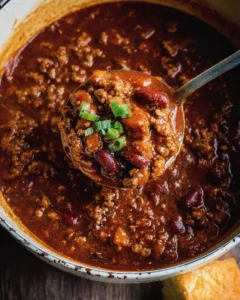 A hearty bowl of the best chili recipe topped with cheese and cilantro.