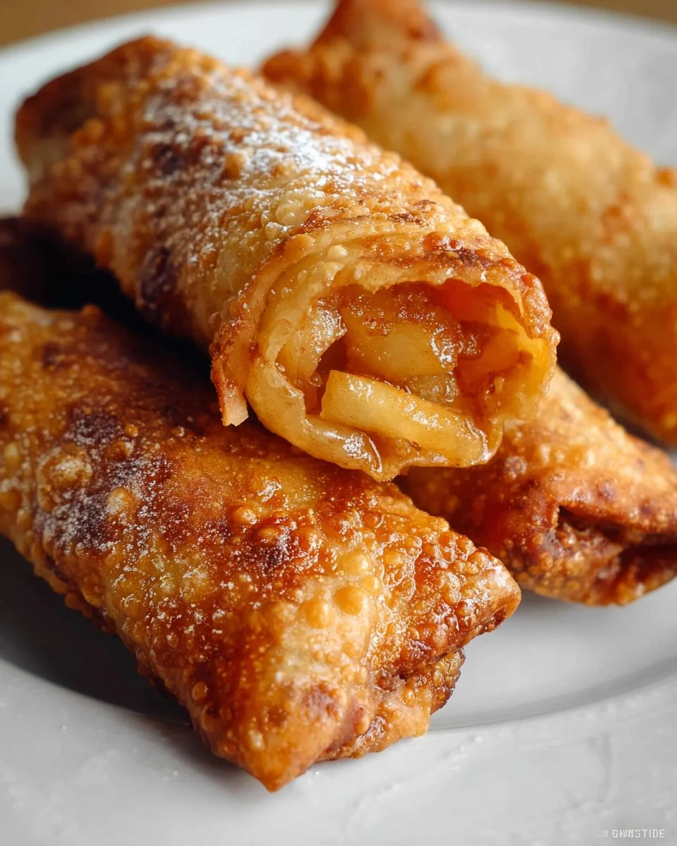 Homemade Apple Pie Egg Rolls with a crispy golden crust and apple filling