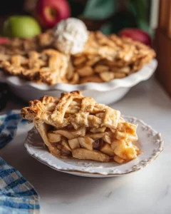 Homemade apple pie with golden crust and fresh apple filling