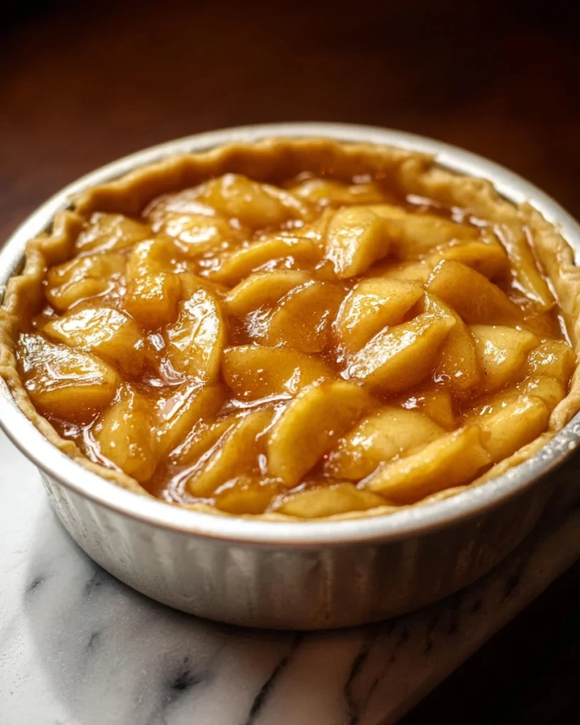Homemade stovetop apple pie filling ready for dessert preparation