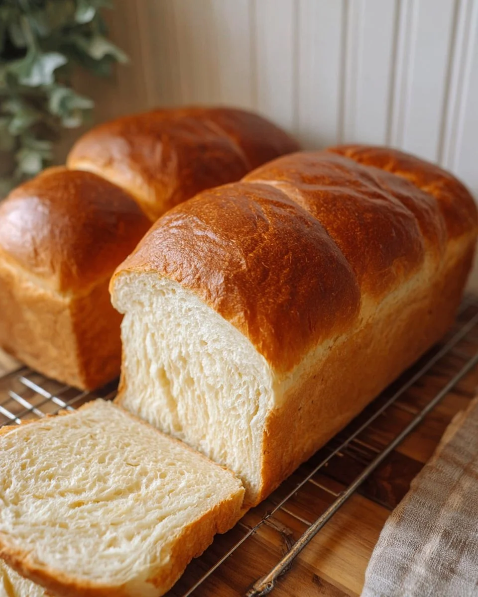Classic white sandwich bread fresh out of the oven, perfect for sandwiches