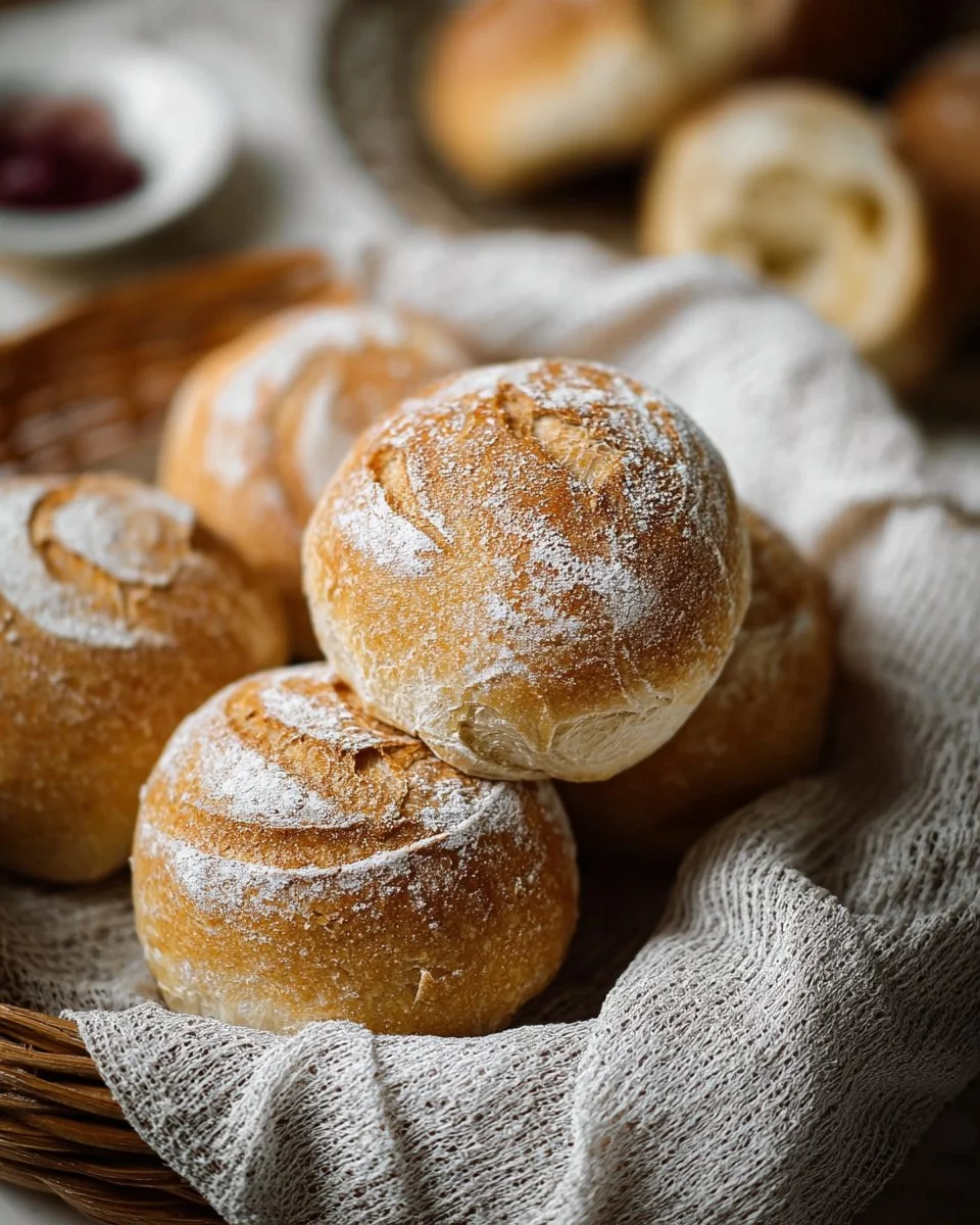 Crusty sourdough rolls made with freshly milled flour