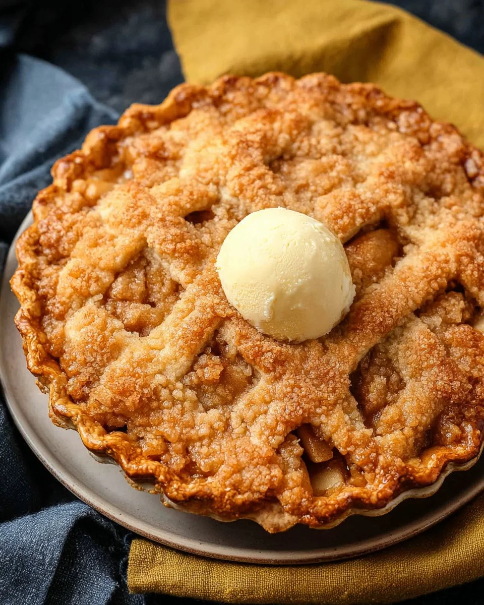 Homemade Dutch Apple Pie with a golden crust and spiced apple filling