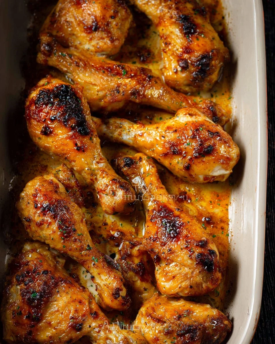 Delicious easy baked chicken drumsticks fresh out of the oven