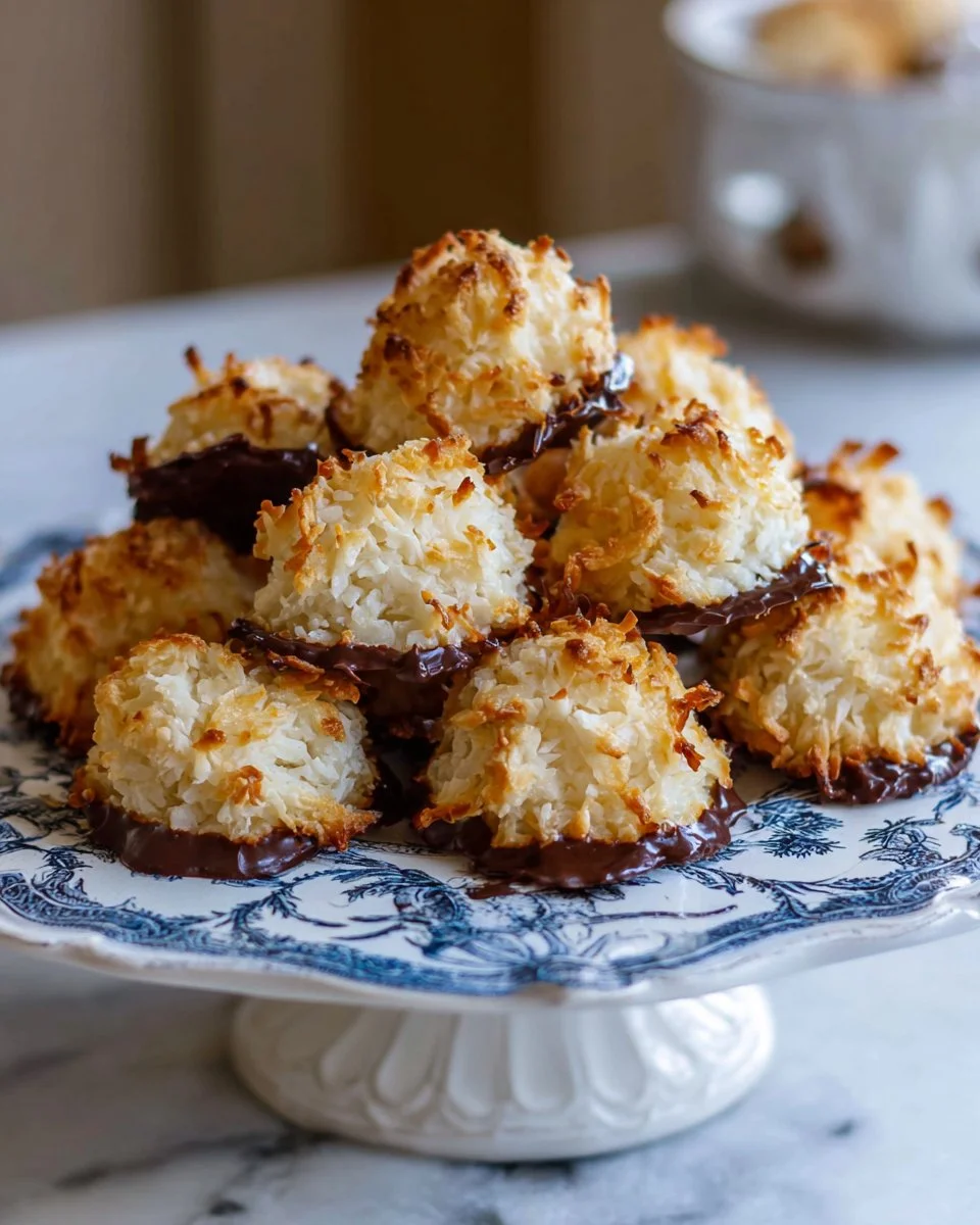 Delicious easy coconut macaroons on a baking tray
