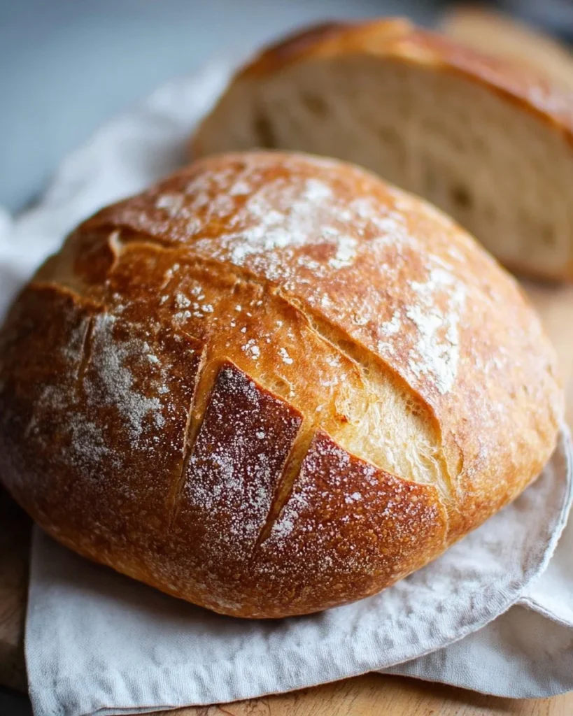 Freshly baked same day sourdough bread with a golden crust and soft interior.
