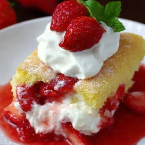 Easy Strawberry Sponge Dessert 2 Easy Strawberry Sponge Dessert