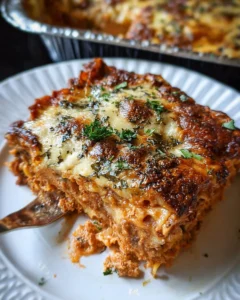 Delicious homemade freezer lasagna ready for baking and storage.