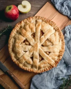 Freshly baked apple pie made from a homemade recipe