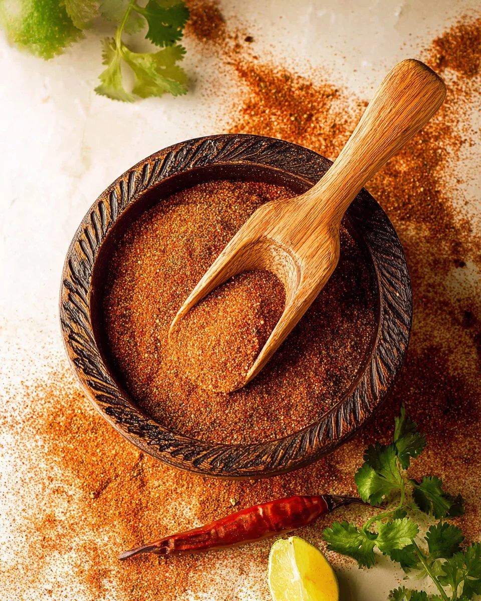 Homemade Old El Paso taco seasoning mix in a bowl with spices.