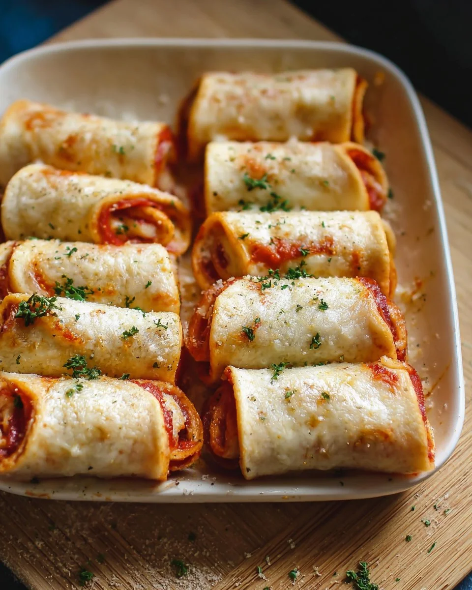 Delicious homemade Pizza Roll-Ups served on a plate