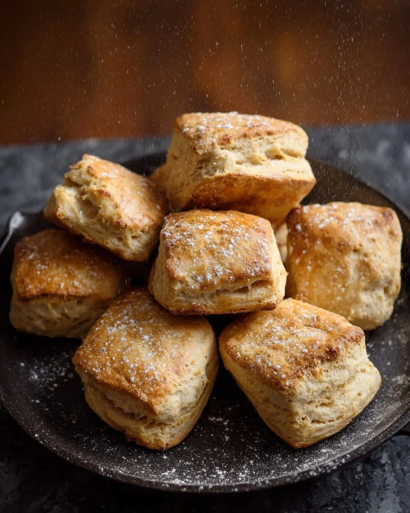 Homemade sourdough biscuits with freshly milled flour on a wooden table