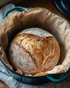 Homemade sourdough bread fresh out of the oven with a crispy crust