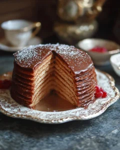 Homemade Spartak Cake with layers of chocolate and cream