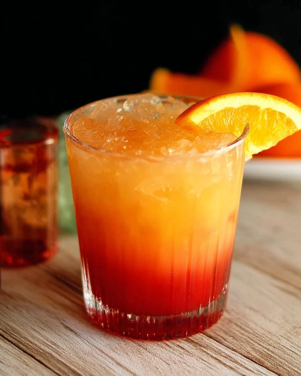 Tequila Sunrise Margarita cocktail with vibrant colors in a glass