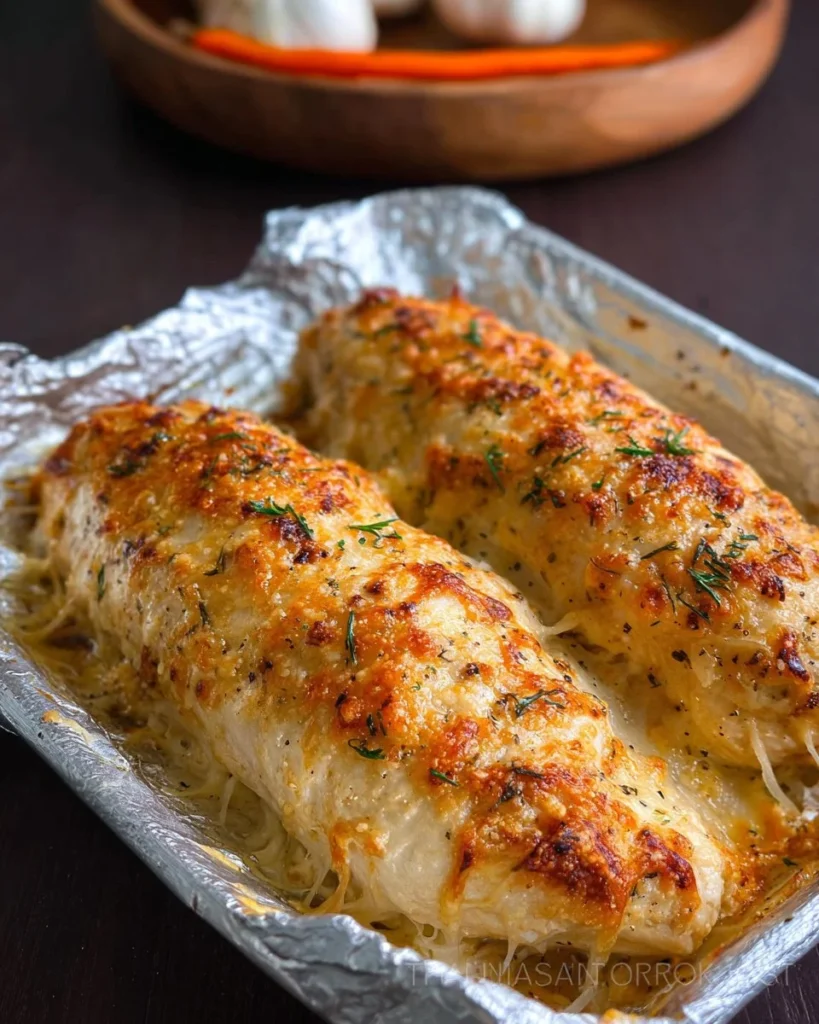 Homemade copycat Costco chicken bake recipe on a plate