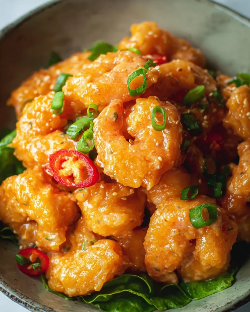 Delicious Bang Bang Shrimp served with a spicy dipping sauce