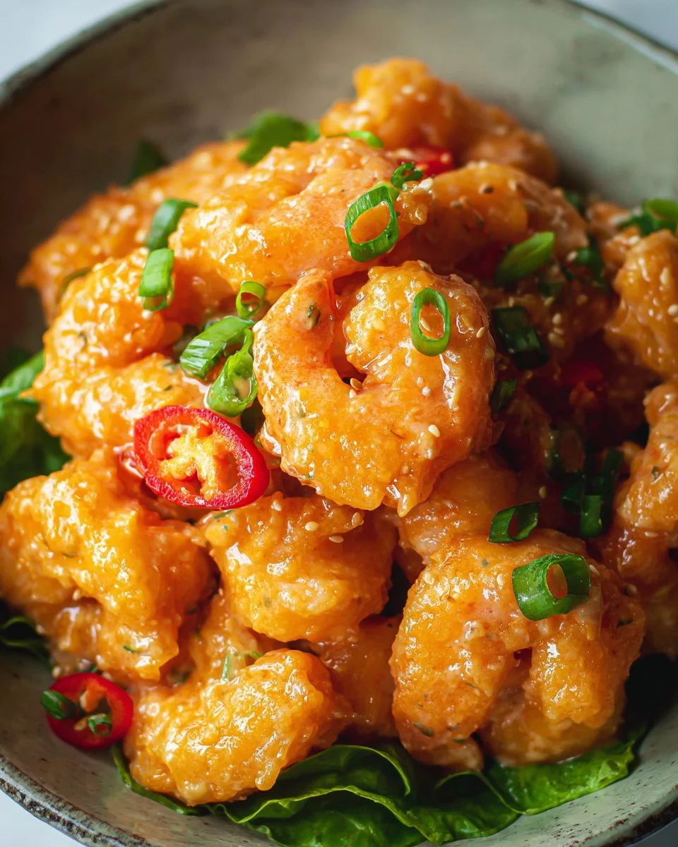 Delicious Bang Bang Shrimp served with a spicy dipping sauce