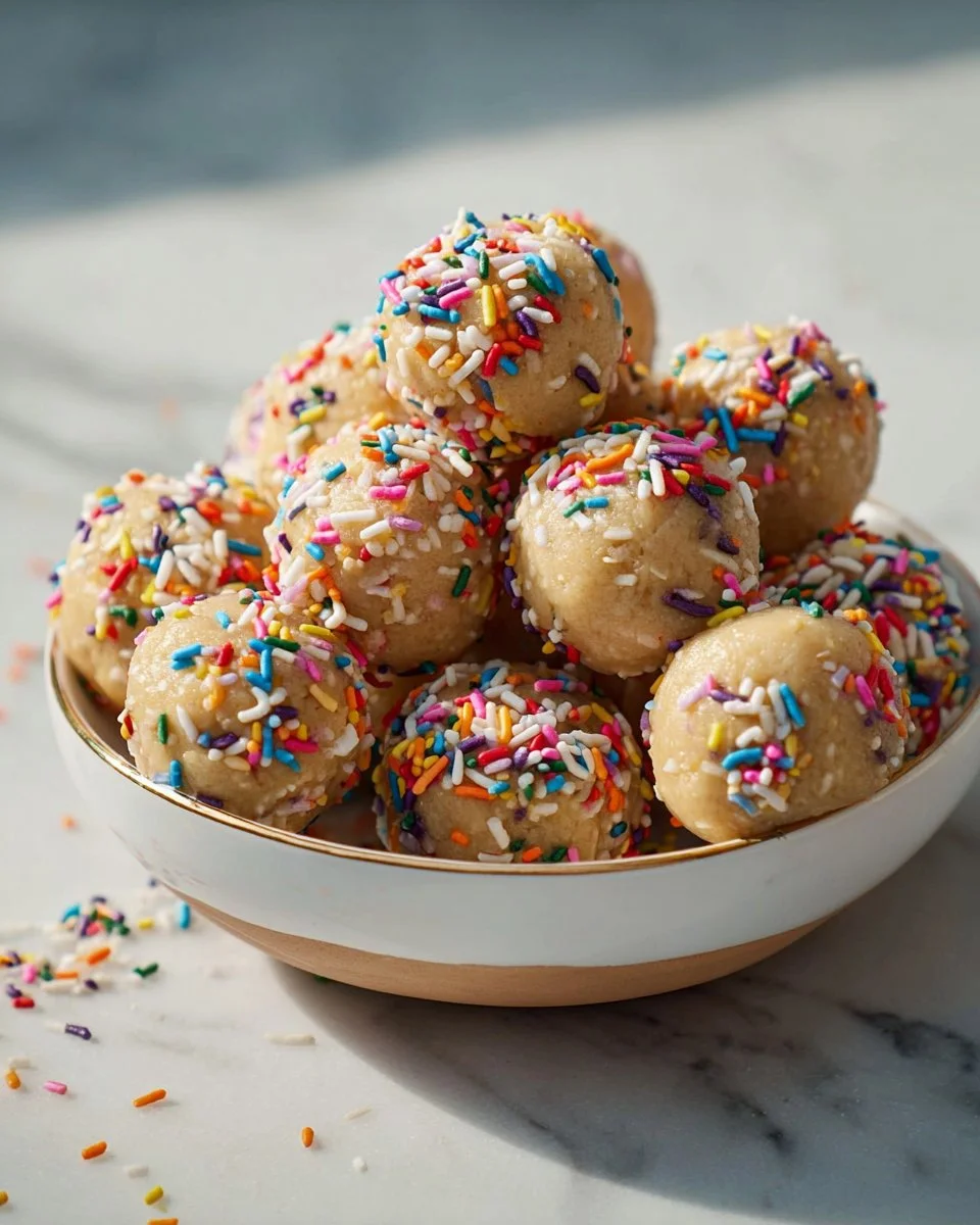 No-bake birthday cake batter protein balls recipe for a healthy snack