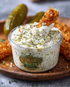 Creamy Grillo's Pickle De Gallo Ranch Dip served with tortilla chips