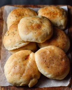 Homemade focaccia bread rolls with herbs and olive oil