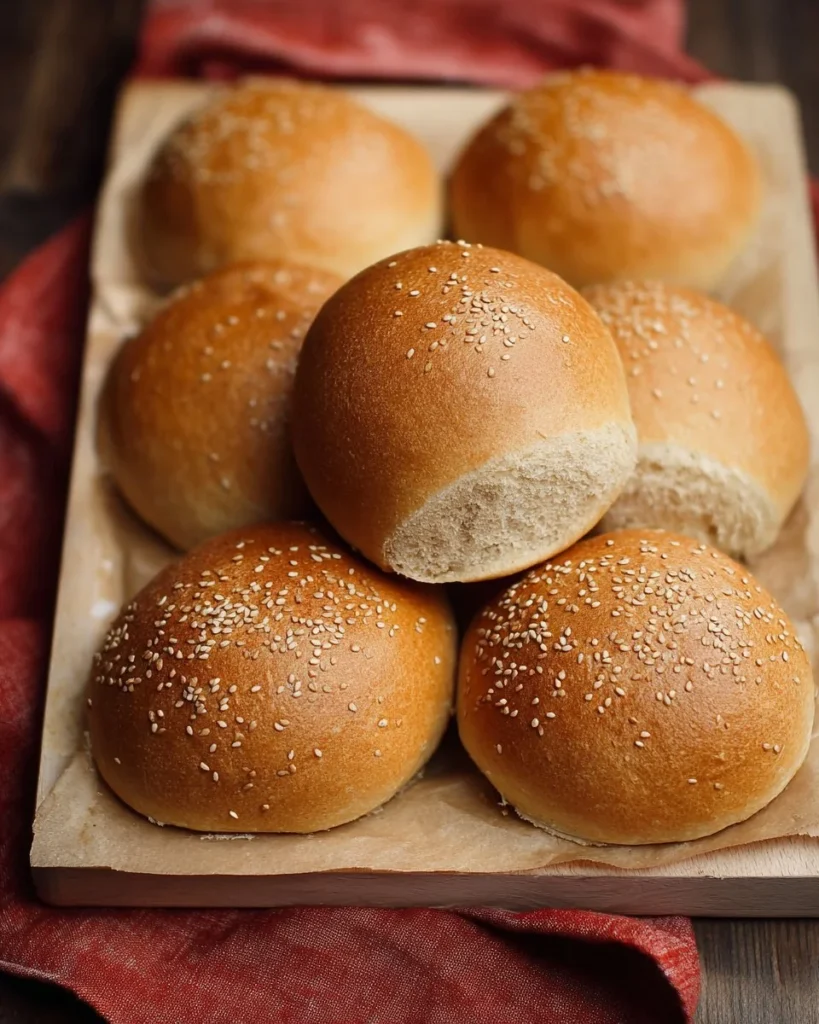 Homemade whole wheat hamburger buns fresh out of the oven