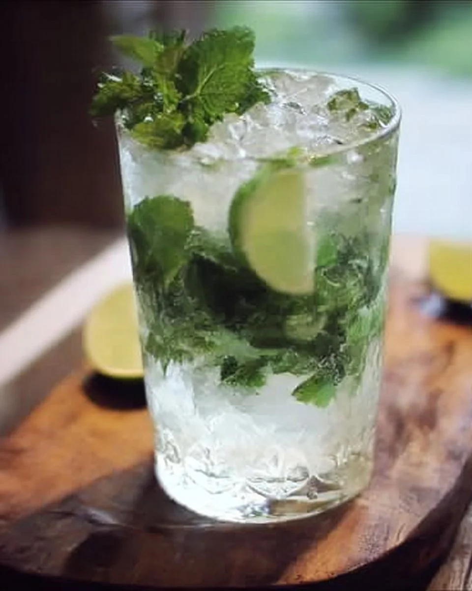 Homemade mojito cocktail with mint, lime, and sugar served in a glass