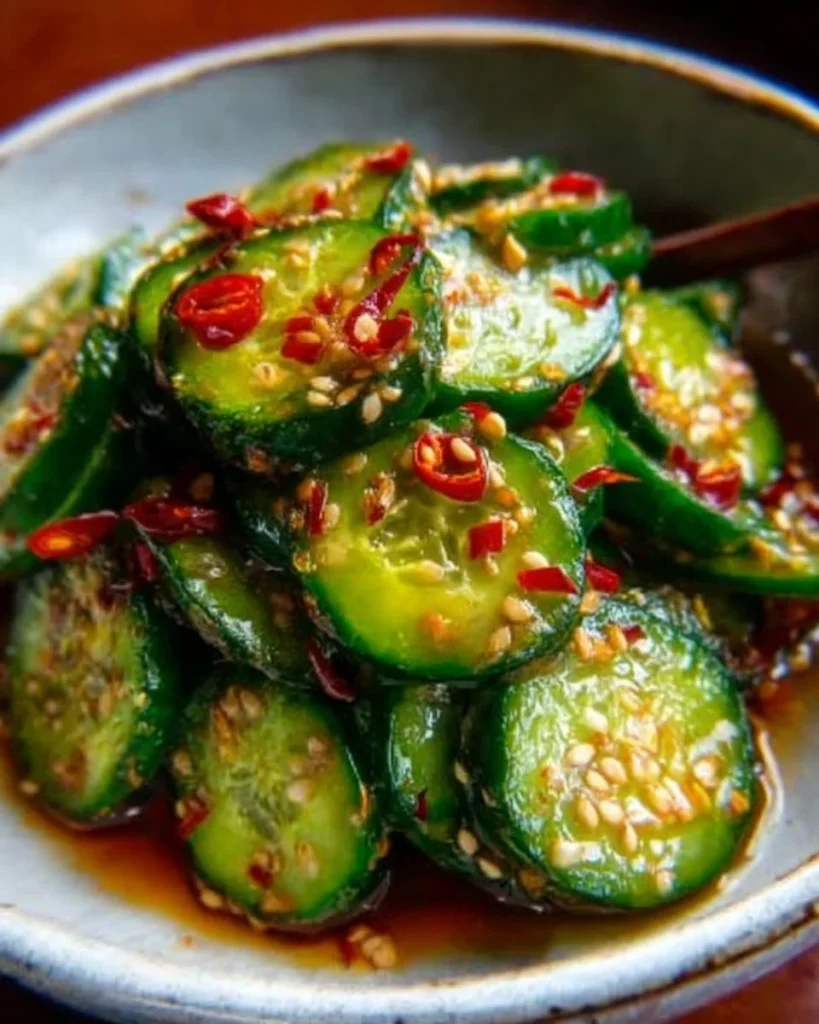 Delicious Korean Cucumber Salad with fresh ingredients and vibrant presentation