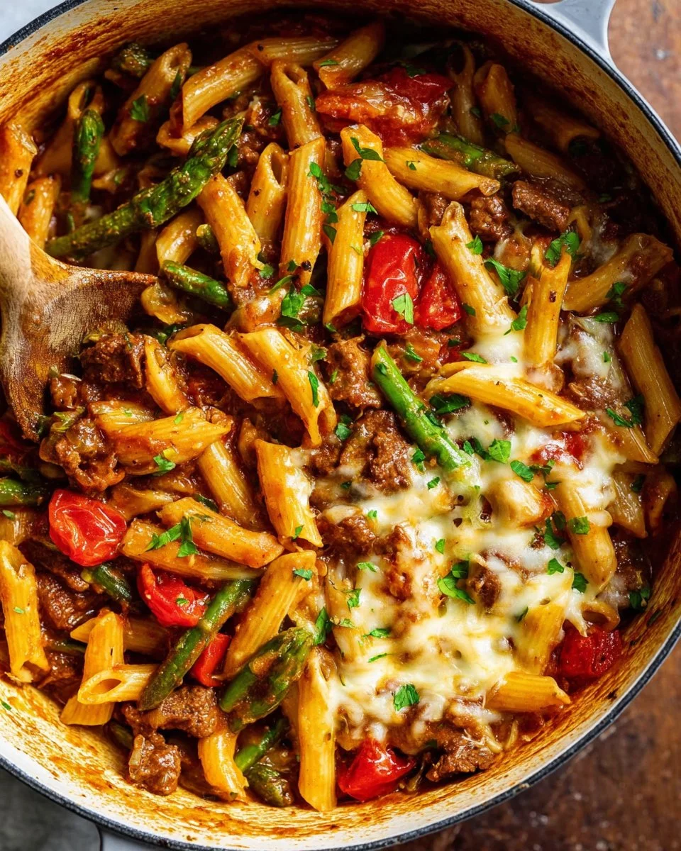 Delicious One Pot Cajun Beef Pasta served in a bowl