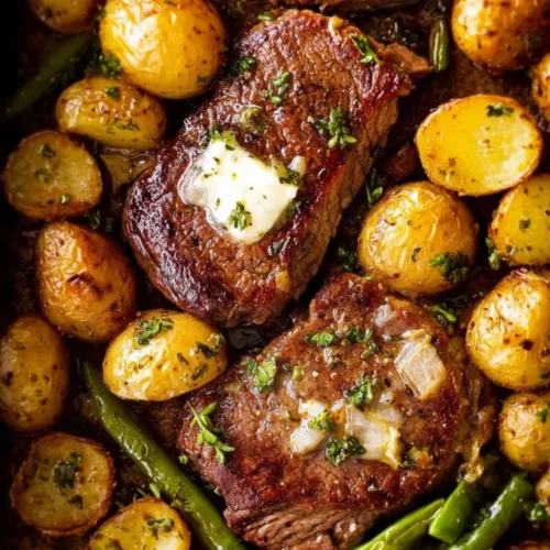 Sheet Pan Garlic Butter Steak and Potatoes