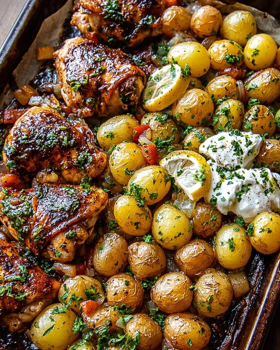 Sheet Pan Lemon Balsamic Chicken with roasted potatoes