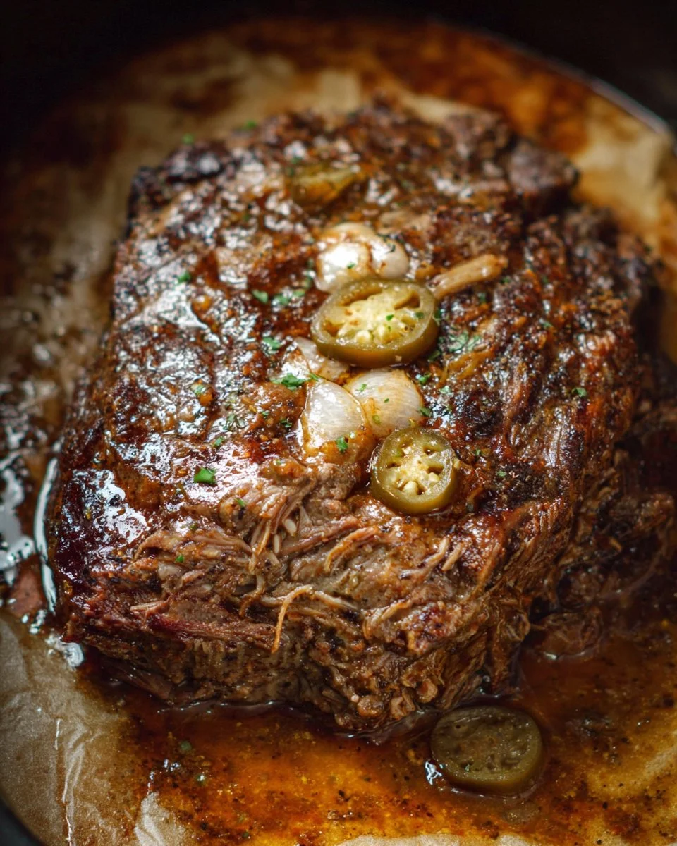 Delicious Spicy Mississippi Pot Roast served with vegetables