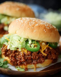 Delicious Taco Sloppy Joes served on a plate with toppings