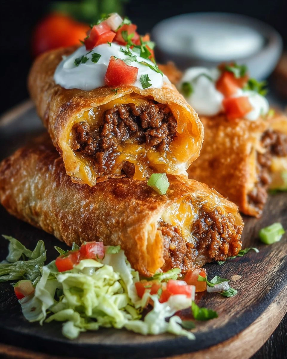 Crispy Beef Cheese Chimichangas