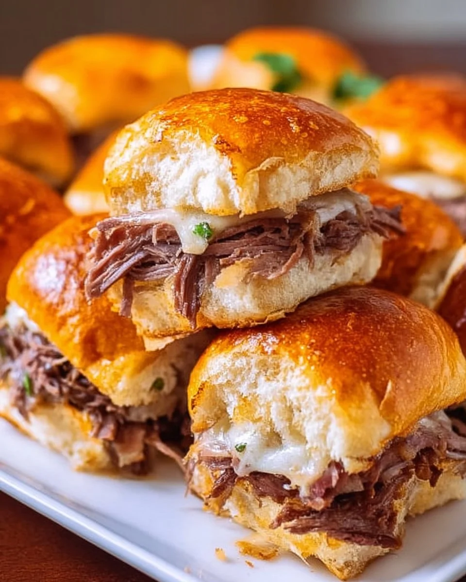 French Dip Sliders served with au jus for dipping