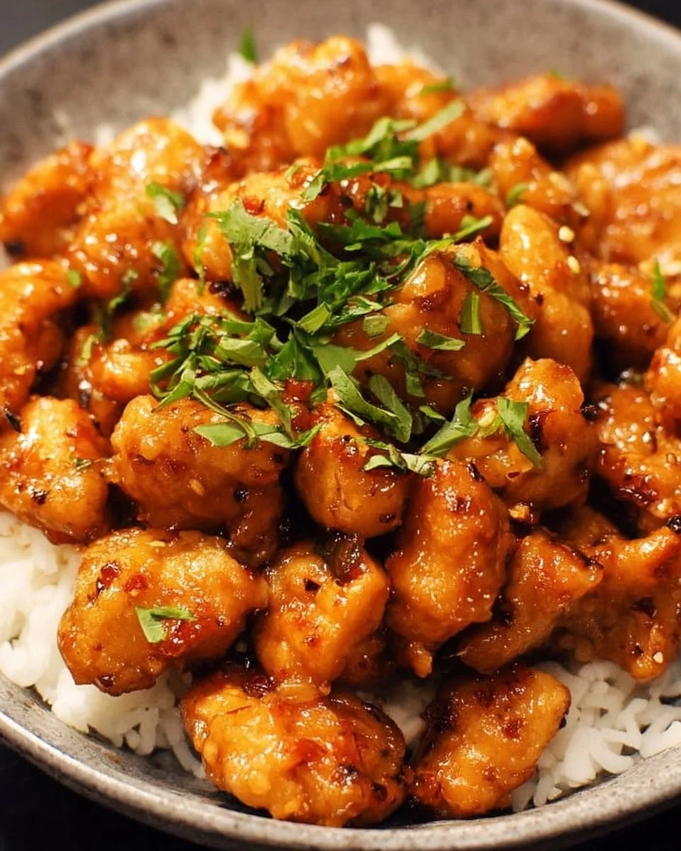 Delicious Honey Butter Chicken with crispy coating and sweet glaze