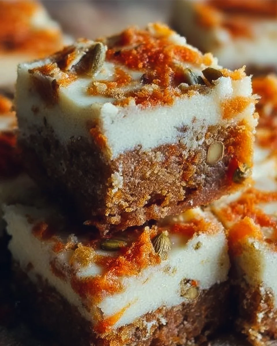 Irresistible carrot cake cream cheese bars with creamy frosting