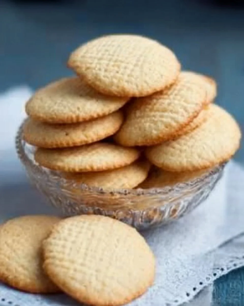 Delicious homemade vanilla wafers arranged on a plate.