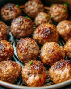 Air Fryer Beef Meatballs with Worcestershire Sauce