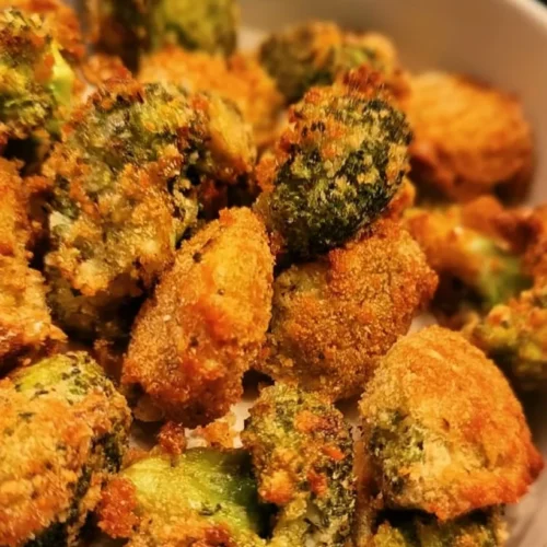 Crispy air fryer breaded broccoli florets