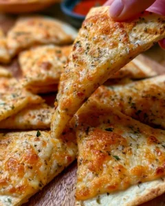 Air Fryer Cheesy Tortilla Garlic Bread with garlic and cheese topping