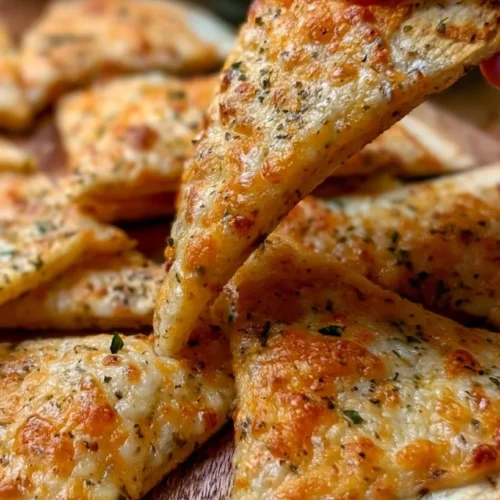 Air Fryer Cheesy Tortilla Garlic Bread 3 Crispy air fryer cheesy tortilla garlic bread cut into wedges with melted mozzarella