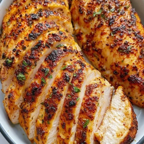 Air Fryer Thin Sliced Chicken Breast 2 Air fryer thin sliced chicken breast with a paprika rub on a plate
