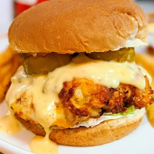 Air Fryer Crispy Chicken Sandwich with Pickle Brine 2 Air fryer crispy chicken sandwich with pickles on a toasted bun