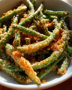 Crispy air fryer green bean fries
