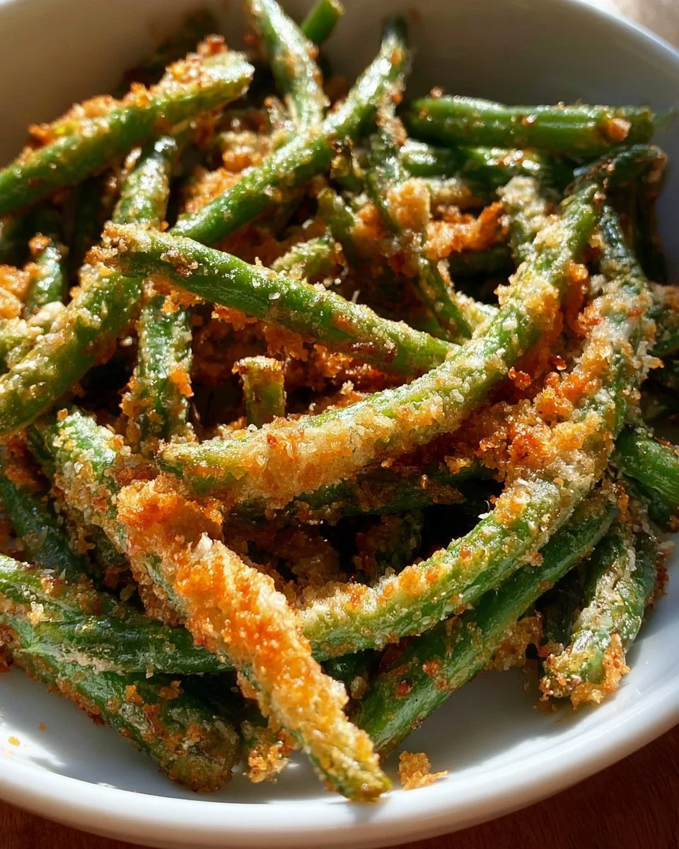 Air Fryer Green Bean Fries with Parmesan Panko 1 Crispy air fryer green bean fries