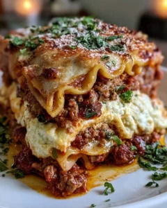 Baked Meat Lasagna with Nutmeg Ricotta