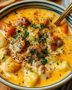 Beer Cheese Potato Soup with Sausage