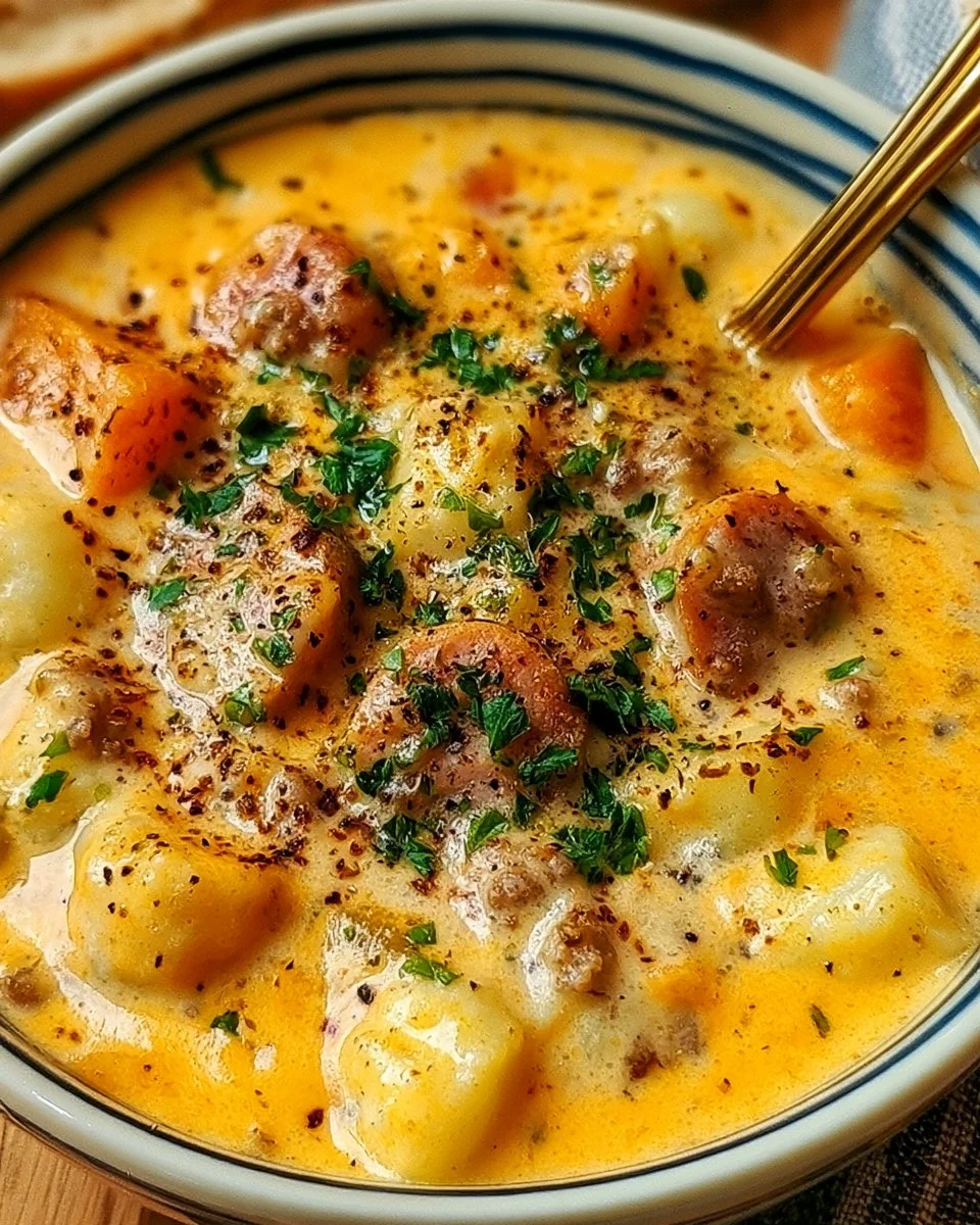Beer Cheese Potato Soup with Sausage 1 Beer Cheese Potato Soup with Sausage