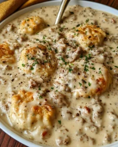 Homemade Biscuits and Gravy with Sausage